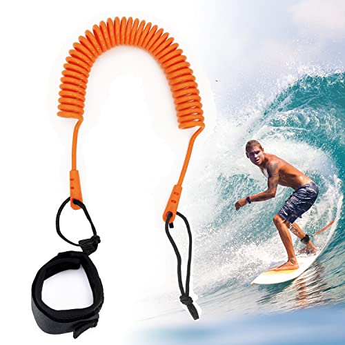 Leash für SUP Board,Einziehbar Surfboard Leash,Surf Sicherheitsknöchelseil für Surfbretter,Stand Up Paddleboards,Kajaks (Orange) von GOCUODE