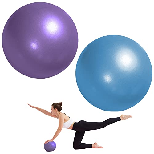 GOIEHIR Pilates Ball, Gymnastikball Klein, Gleichgewichtstraining, für Yoga, Aerobic, Blau und Lila, 2 Stück, 25 cm von GOIEHIR
