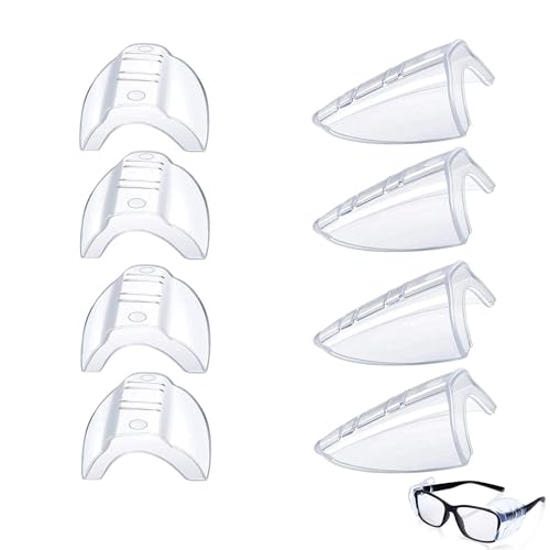 GOIEHIR Schutzbrillen Seitenschilder, 4 Paar Brillen Seitenschutz, Seitenschutz für Brillen für kleine bis mittlere Brillen, Transparent von GOIEHIR