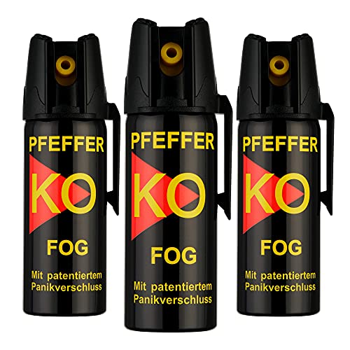 KO Pfefferspray Jet | Fog Verteidigungsspray | Abwehrspray Hundeabwehr | zur Selbstverteidigung | Sparset | Made in Germany (Fog 50 ML 3 STK) von GOKarli