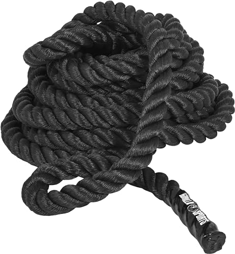 GORILLA SPORTS® Battle Rope 15 m Schwarz – Trainingsseil aus Nylon Ø 3,8 cm von GORILLA SPORTS
