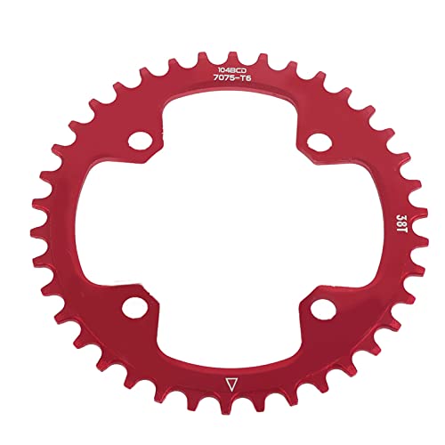 GOTOTOP Fahrrad-MTB-Kettenblatt, 32/34/36 / 38T BCD 104 Mountainbike-Stahl-Einzelne Kurbel-Kettenring-Reparatur-Teile (38T-Rot) von GOTOTOP