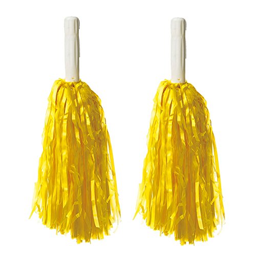 GUIREPTY Cheerleader-Ball, Blumen in der Hand, Cheerleading-Tanz-Pompoms, 30 cm langes Cheerleading-Set aus Kunststoff, Cheer-Pom-Poms mit Stabgriff, 2 Stück, gelb von GUIREPTY