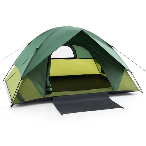 GYMAX 2 Personen Zelt, Wasser- & winddichtes Wurfzelt, Rucksackzelt mit abnehmbarem Regenschutz & Netzfenstern, tragbarem Kuppelzelt mit Tragetasche, für Camping, Wandern & Reisen von GYMAX