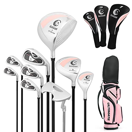 GYMAX Komplettes Golf-Set für Damen, Golfschläger-Set mit Tasche, Golfschlägersätze inkl. 1# Driver, 3# Fairway, 4# Hybrid, 6-9# Zink-Eisen, P# Zink-Eisen, Putter von GYMAX