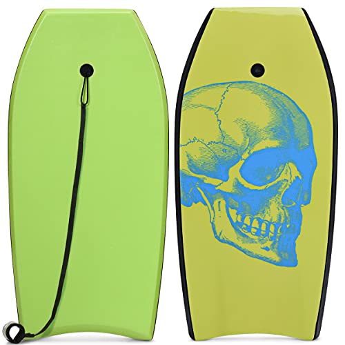 GYMAX Surfbrett 105 x 51 cm, Schwimmbrett mit Zugseil, max. Belastung: 85 kg, Bodyboard Surfboard mit EPS Schaumstoff-Kern, für Kinder & Erwachsene (Grün) von GYMAX