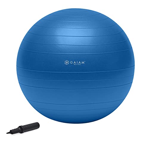Gaiam 05–52205 Gesamtkörper-Balanceball-Set, inkl. 75 cm Anti-Burst-Stabilität, Yoga-Ball, Luftpumpe und Workout-Video, Blau von Gaiam