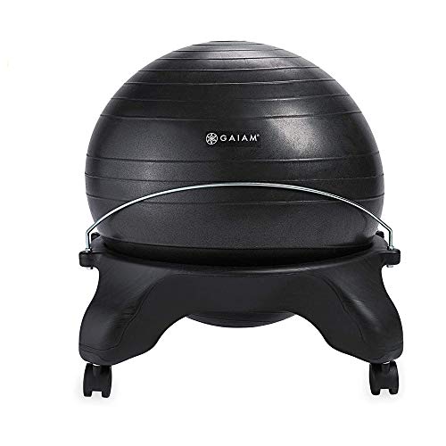 Gaiam Classic Backless Balance Ball Chair – Exercise Stability Yoga Ball Premium Ergonomic Chair for Home and Office Desk with Air Pump, Exercise Guide and Satisfaction Guarantee, Charcoal von Gaiam