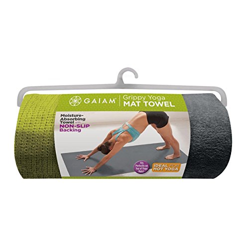 Gaiam Griffiges rutschfestes Yogamatten-Handtuch – schnell trocknendes Handtuch – ideal für Hot Yoga – Mikrofaser und maschinenwaschbar – Griffrückseite – Storm/Citron – 172,7 cm L x 61 cm B von Gaiam