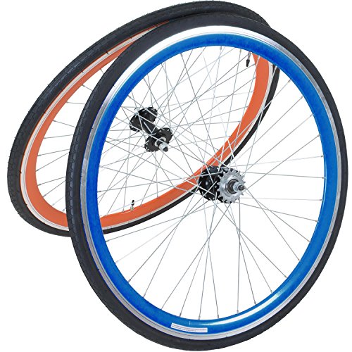 Galano Fixie Laufradsatz 700c Singlespeed Fixed Gear Laufräder Flip Flop Blade (orange/blau) von Galano