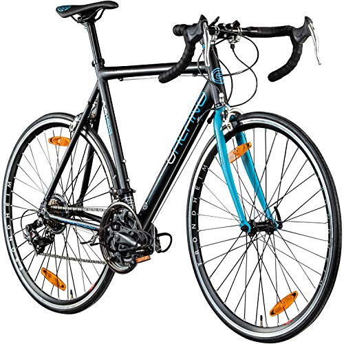 Galano Rennrad 700c Giro D'Italia Fahrrad 28" Fitnessbike Road Bike 14 Gänge (schwarz/blau, 56 cm) von Galano