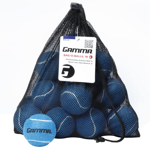 GAMMA Tasche mit drucklosen Tennisbällen - stabile & Wiederverwendbare Netztasche mit Kordelzug für einfachen Transport - Bag-O-Balls (18er-Pack, Blau) von Gamma