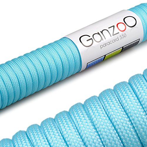 Ganzoo Paracord 550 Seil für Armband, Leine, Halsband, Nylon-Seil 31 Meter, Himmel blau von Ganzoo