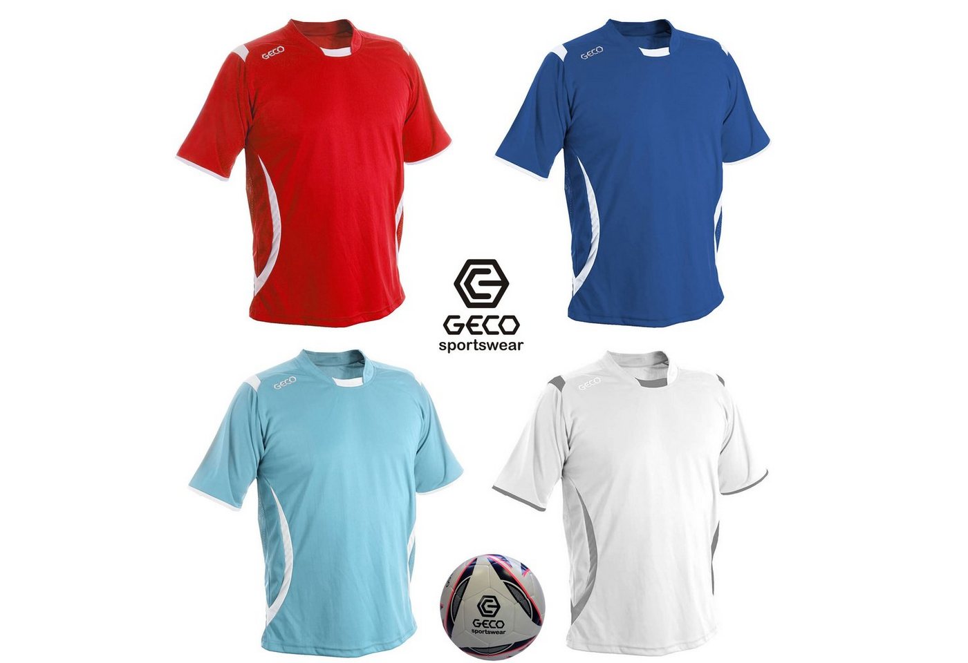 Fußballtrikot Geco Fußballtrikot Levante kurzarm Fußball Trikot zweifarbig seitliche Mesh Einsätze von Geco Sportswear