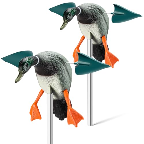 Gemscream 2 Stück Entenköder, wetterbeständig, drehender Flügel, realistische Entenbewegung, Lockvögel für Entenjagd von Gemscream