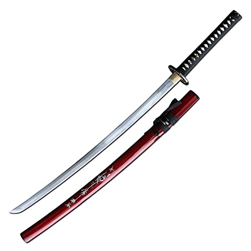 Katana Schwert scharf echt zum Training Metall Stahl 1045 Samurai 100% handgefertigt Nur für Erwachsene - 18 Jahre erforderlich 6KM18-410RD von 57 SPECIAL REPLICAS