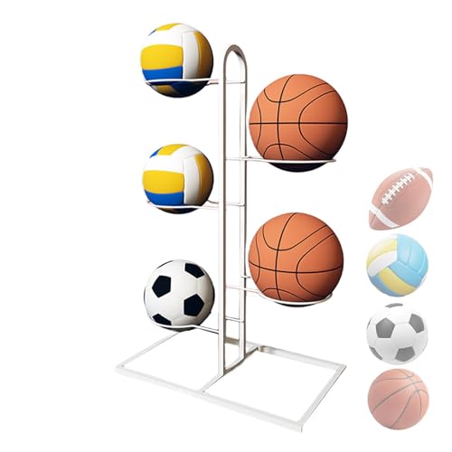 Generisch Ball Aufbewahrungsregal - Vertical Ball Storage Rack | Sportball Aufbewahrungsregal | Mehrschichtiges Ball Organizer Rack | Vertikaler Ballständer Für Basketball Fußball Volleyball von Generisch