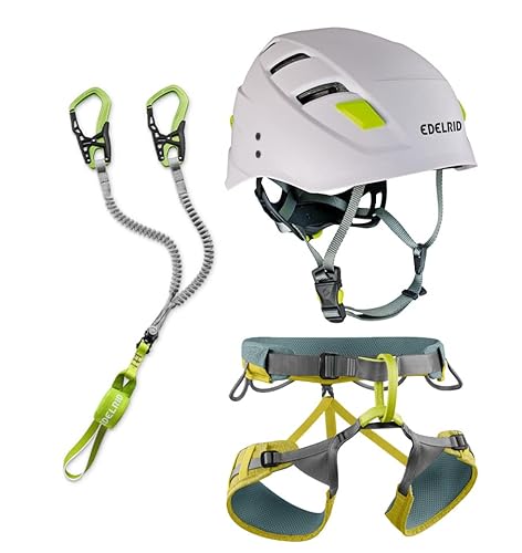 Generisch Edelrid Klettersteigset Cable Comfort 6.0 + Gurt Jay Wasabi + Helm Zodiac Snow (Größe S (Taillenumfang 63-83cm Beinumfang 45-55cm)) von Generisch