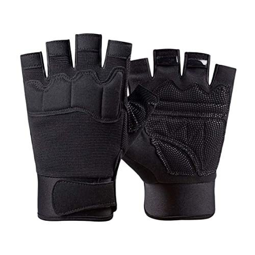 Generisch Fingerlose Handschuhe, halb Finger -Wanderhandschuhe Fäustlinge zum Fahrradfahren 1pair schwarz m von Generisch