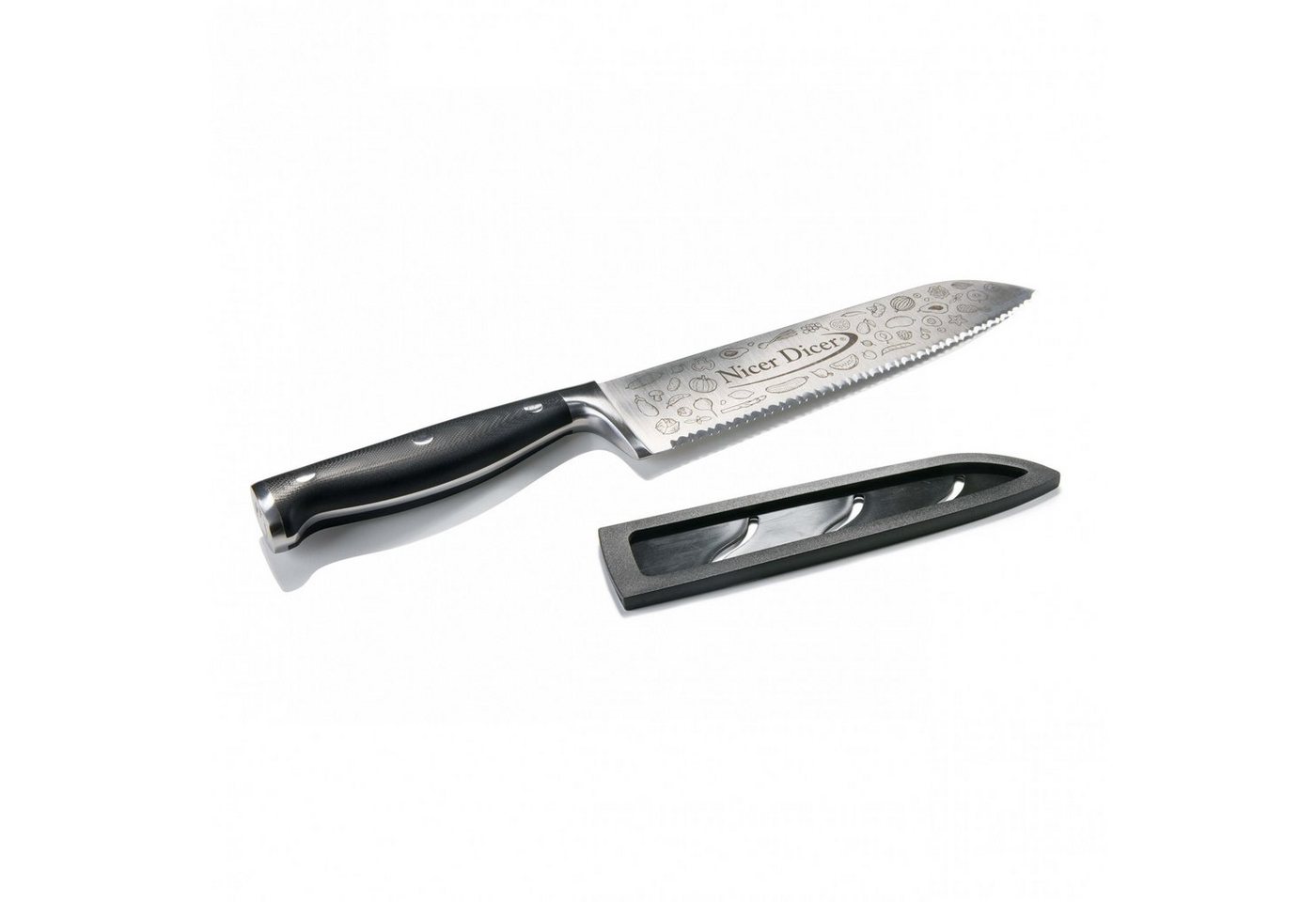 Genius Universalmesser Nicer Dicer Knife, scharfes Profi Messer aus Edelstahl mit Wellenschliff & Schutzhülle von Genius