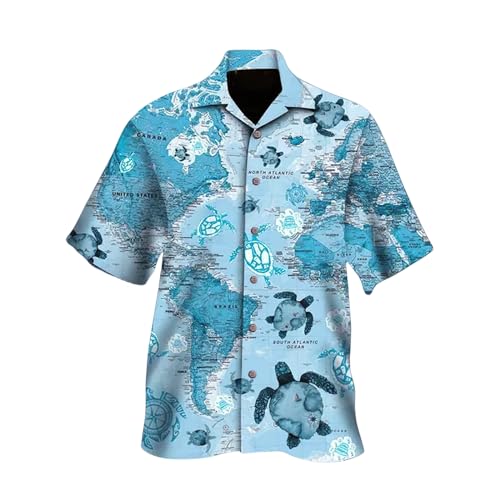 GerRit Herren Hemd Lose Atmungsaktive 3D -Druck Trendige Coole Mode Hawaiian Shirts Strand Party Tops Kurzarm-Farbe 4-m von GerRit