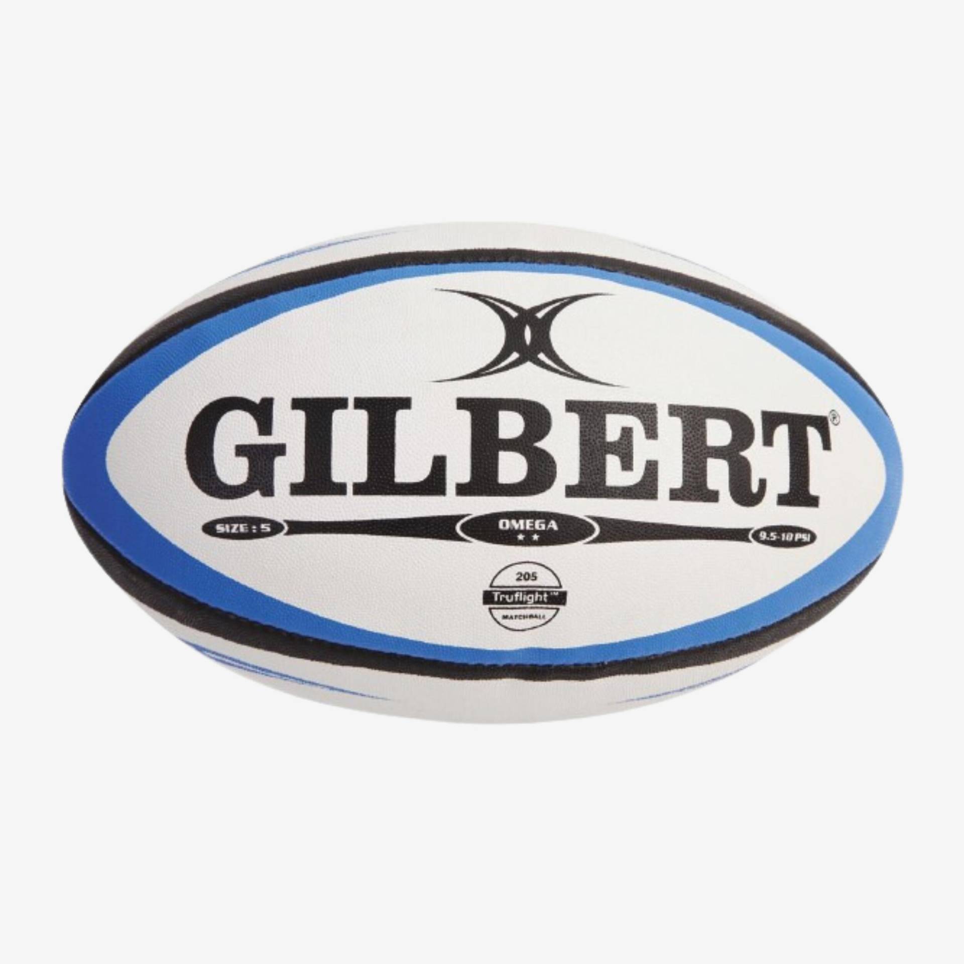 Rugby Ball Grösse 5 - Gilbert Omega weiss/blau von Gilbert
