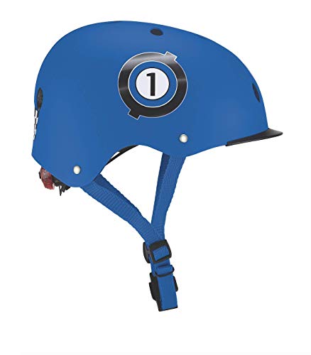Globber Unisex Jugend Junior Elite Helm Racing Design kinderhelm, dunkelblau, Taille XS-S von Globber