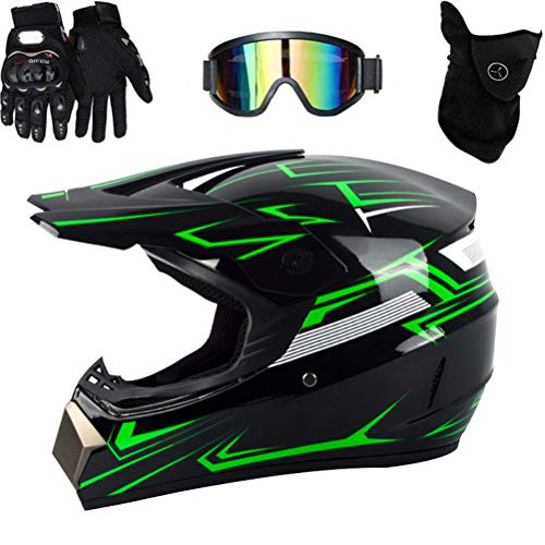Gmuret Motocross Helm, Professioneller Off Road Helm Set mit Vollgesichtsschutz, Schutzbrille und Handschuh für Erwachsene und Kinder von Gmuret
