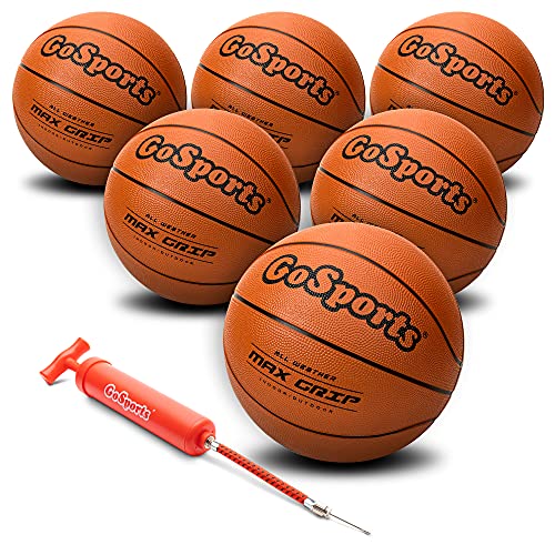 GoSports Gummi-Basketbälle für drinnen und draußen, 6 Stück, mit Pumpe und Tragetasche, 6 Stück von GoSports