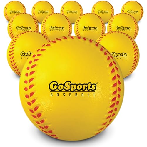 GoSports Schaumstoff-Baseballschuhe, 12 Stück, reguläre Größe, Schaumstoff-Baseballs für weiches und sicheres Werfen, Fangen und Schlagen von GoSports
