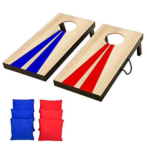 GoSports Tragbares Cornhole-Spielset für Kinderzimmer, mit Holzaufklebern und 6 Sitzsäcken, ideal für alle Altersgruppen, drinnen und draußen von GoSports