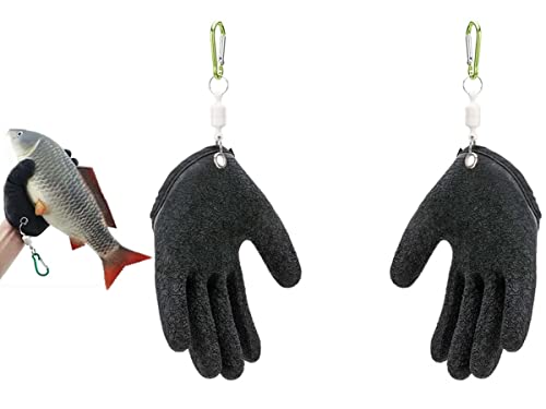 Fishing Catching Gloves Non-Slip Fisherman Protect Hand, 2023 New Fishing Catching Gloves Non-Slip, Fishing Gloves Anti-Slip Protect Hand from Puncture Scrapes for All Kids Fishes (Black-1Pair) von Gokame
