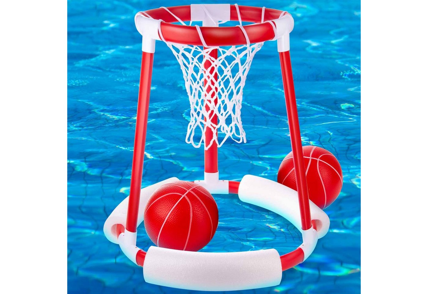 Goods+Gadgets Wasserspielzeug Swimming-Pool Wasser Basketball, mit 2 Bällen Schwimmender Korb von Goods+Gadgets