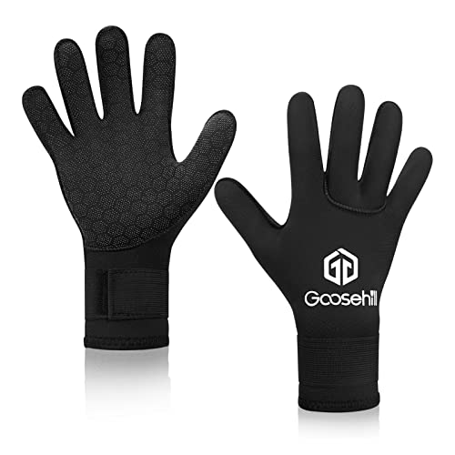 Goosehill Neopren Handschuhe für Herren und Damen, 3mm Neopren Tauchhandschuhe mit Update-Gummigranulat in der Handfläche, Flexible Thermohandschuhe zum Tauchen Schnorcheln Paddeln Surfen Kajakfahren von Goosehill