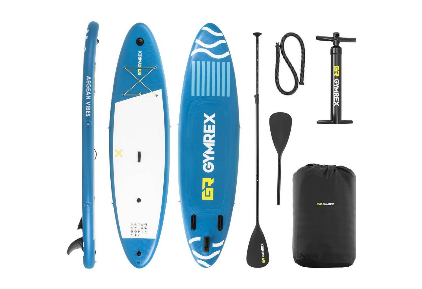 Gymrex Inflatable SUP-Board Stand Up Paddleboard SUP-Board aufblasbar 125 kg blau Doppelkammer von Gymrex