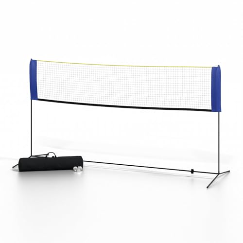 Badmintonnetz | 500cm | Blau | Offizielle Höhe 155cm | Wettkampfgeeignet | Einfache Montage | Stabiles Metallgestell | Wetterbeständig | Federball von HAGO