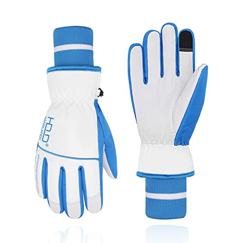 HANDLANDY wasserdichte Ski Handschuhe für Männer Frauen, Griff Winter Handschuhe Touchscreen, warme 3M Thinsulate isolierte Schnee Handschuhe(blau,S) von HANDLANDY
