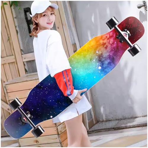 42 Zoll Skateboard Longboard für Anfänger Jungen Und Mädchen, Skateboard Anfänger Longboards für Jungen Mädchen, Skateboards Verlängerungs Skateboards für Teenager (Color : D) von HAQMG