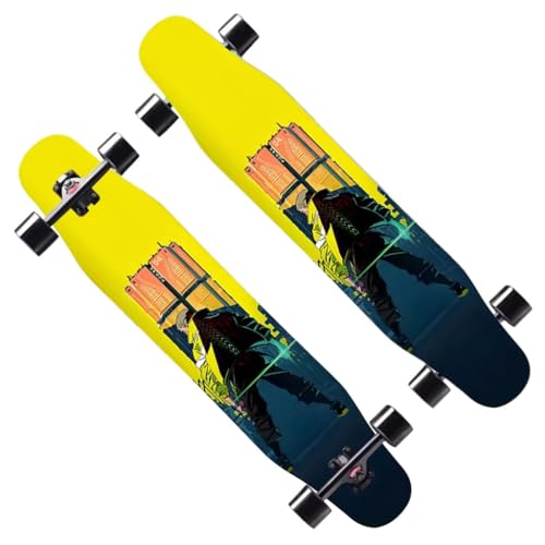 Longboard für Erwachsene und Teenager, Skateboard Anfänger Longboards für Mädchen Jungen, Longboard Komplettes Skateboard Tanzbrett 4 Rad Roller Skateboard Cruiser (Color : Style E) von HAQMG