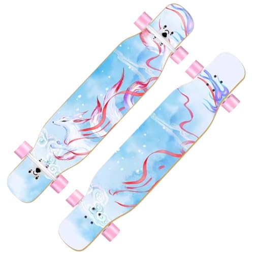 Longboards für Jungen Mädchen und Teenager, Longboard Skateboard für Kinder Erwachsene Anfänger, Longboard Komplettes Skateboard Surfskate für Downhill-Tanzen, Free-Style (Color : Style B) von HAQMG