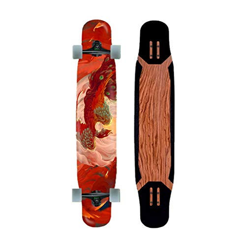 Longboards für Mädchen Jungen, 46 Zoll Pro Complete Longboard Skateboards Cruiser Double Kick Concave Skateboard Deck für Kinder Erwachsene Anfänger Extremsport (Color : D) von HAQMG