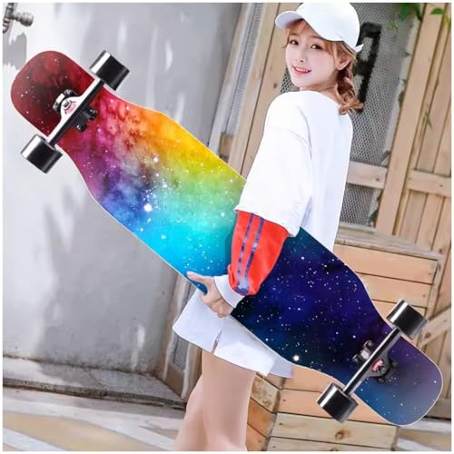 Skateboard Anfänger Longboards für Jungen Mädchen, 42 Zoll Skateboard Longboard für Anfänger Jungen Und Mädchen, Skateboards Verlängerungs Skateboards für Teenager (Color : Style D) von HAQMG