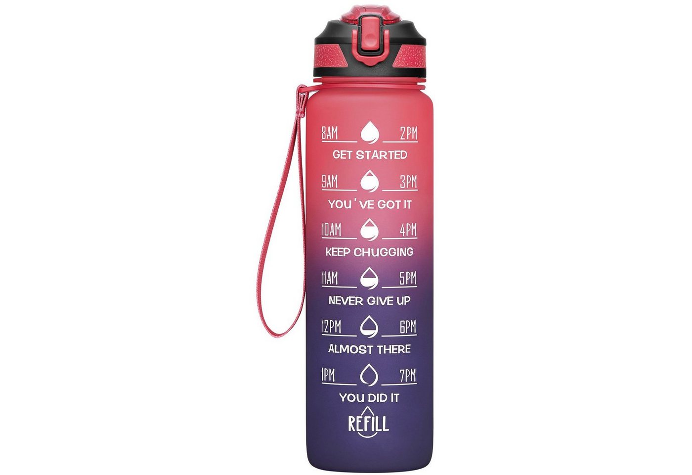HAUSS SPLOE Trinkflasche Sport Wasserflasche Auslaufsicher Sportflasche, Zeitmarkierung und Strohhalm Fitness Outdoor Camping Fahrrad Wandern von HAUSS SPLOE