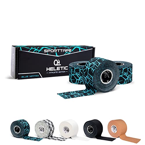 HELETIC Sporttape 3,8cm x 10m Athlete Edition - Tape mit extra starker Klebkraft, leicht abreißbar & wasserabweisend (Blue Matrix (3 Rollen)) von HELETIC