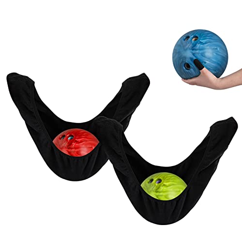 HERRUT - 2er-Pack – Bowlingball-Polierer-Wippentasche – Mikrofaser – zum Tragen, Reinigen und Aufbewahren – komplett mit Lycra-Daumensocke, Schwarz, L, Strapazierfähig von HERRUT