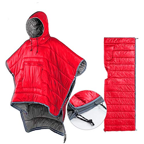 HI SUYI Schlafsack Umhang Winter Camping Poncho Tragbare Kapuzendecke Lazy Quilt Lounge Decke Warme Jacke für Männer Frauen von HI SUYI