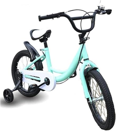 HINOPY 16 Zoll Kinder Fahrrad, Unisex Kinderfahrrad, Kohlenstoffstahllegierung Kinderrad mit Abnehmbare Stützräder - Höhenverstellbar Sattel für Jungen Mädchen ab 5-8 Jahre (Grün) von HINOPY