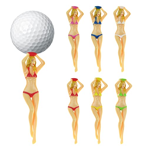 HOMURY Golf Tees Golf Zubehör: Golf Tees Kunststoff Lang Plastik Bikini 6 Stück Wiederverwendbar, Golf Geschenke Kunststoff für Männer Sexy Lady Golf Tees, 75mm/3 Zoll Lustige Geschenke von HOMURY
