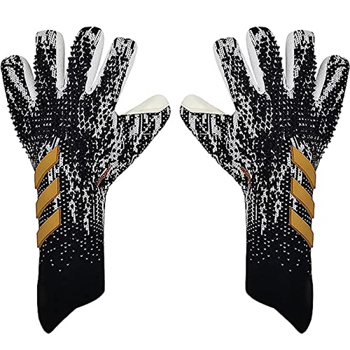 HOTIPS Fußball-Torwart-Handschuhe Handgelenkschutz mit rutschfesten Latex-Handflächen Fußballhandschuhe für Allround-Spiel, Training und Match (White Black,9) von HOTIPS