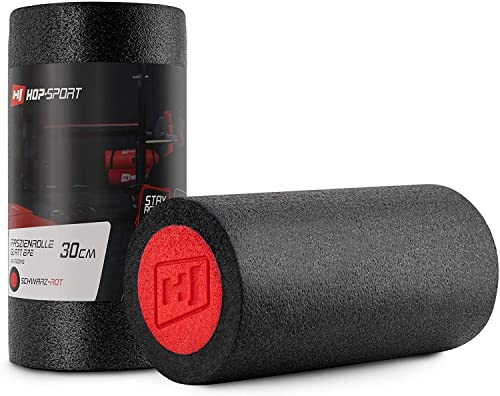 Hop-Sport Faszienrolle HS-E030YG 30x15cm Massagerolle für die optimale Muskelregenaration Mittel-Hart (schwarz-rot) von HS HOP-SPORT
